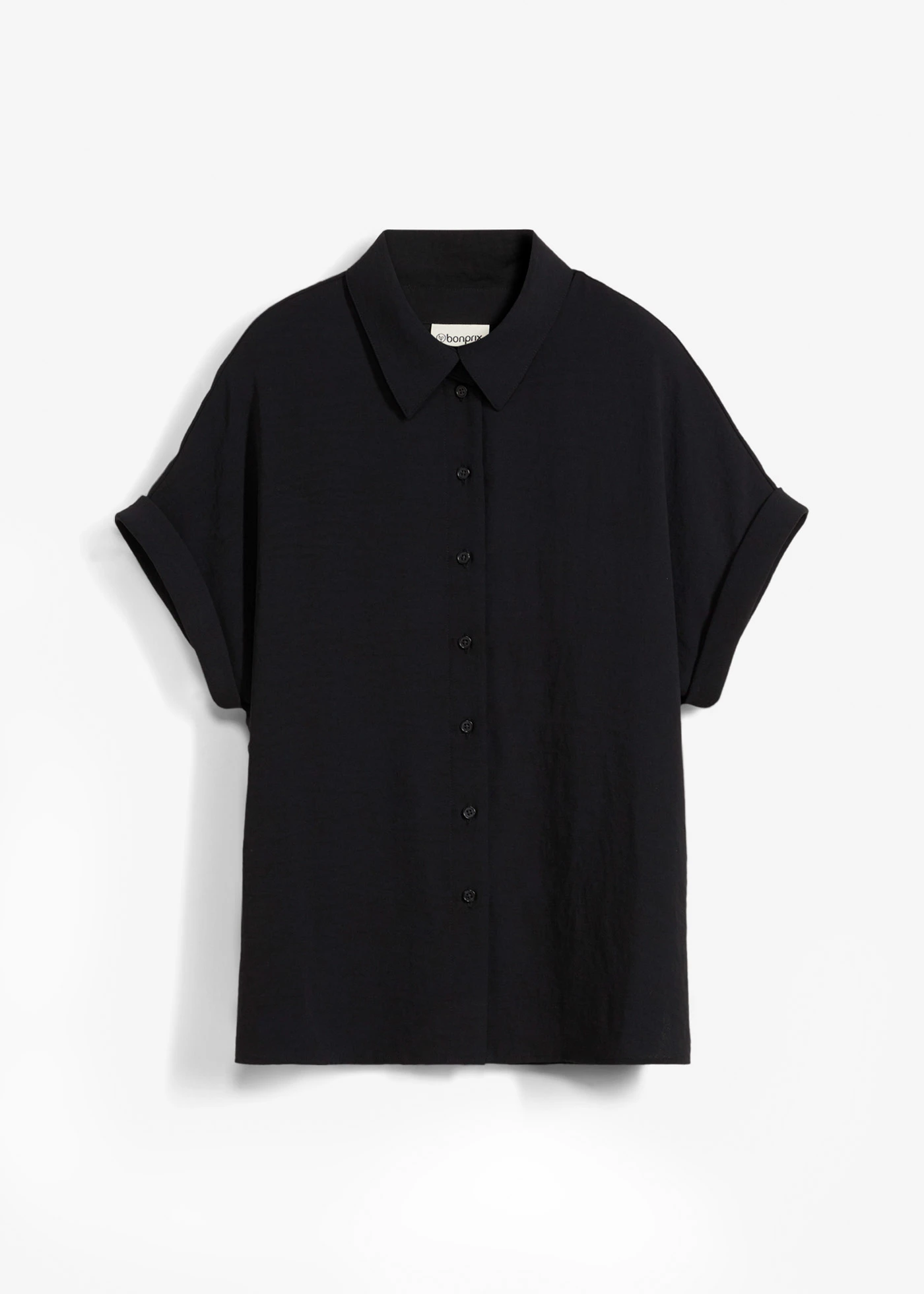 Oversized halenka ze strukturovaného krepu • černá • bonprix obchod