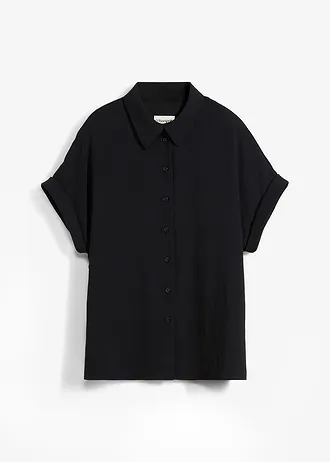 Oversized halenka ze strukturovaného krepu • černá • bonprix obchod