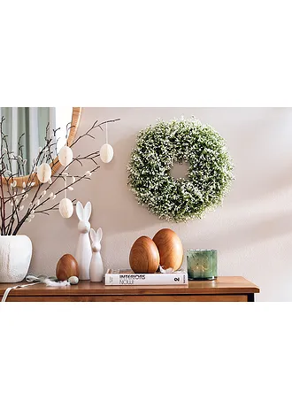 Déco à suspendre lot de 6 œufs en papier, Couleur: beige naturel