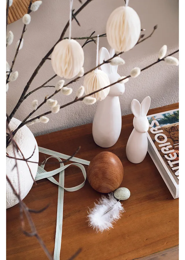 Decoratieve paaseieren in houtlook (set van 3), Kleur: naturel