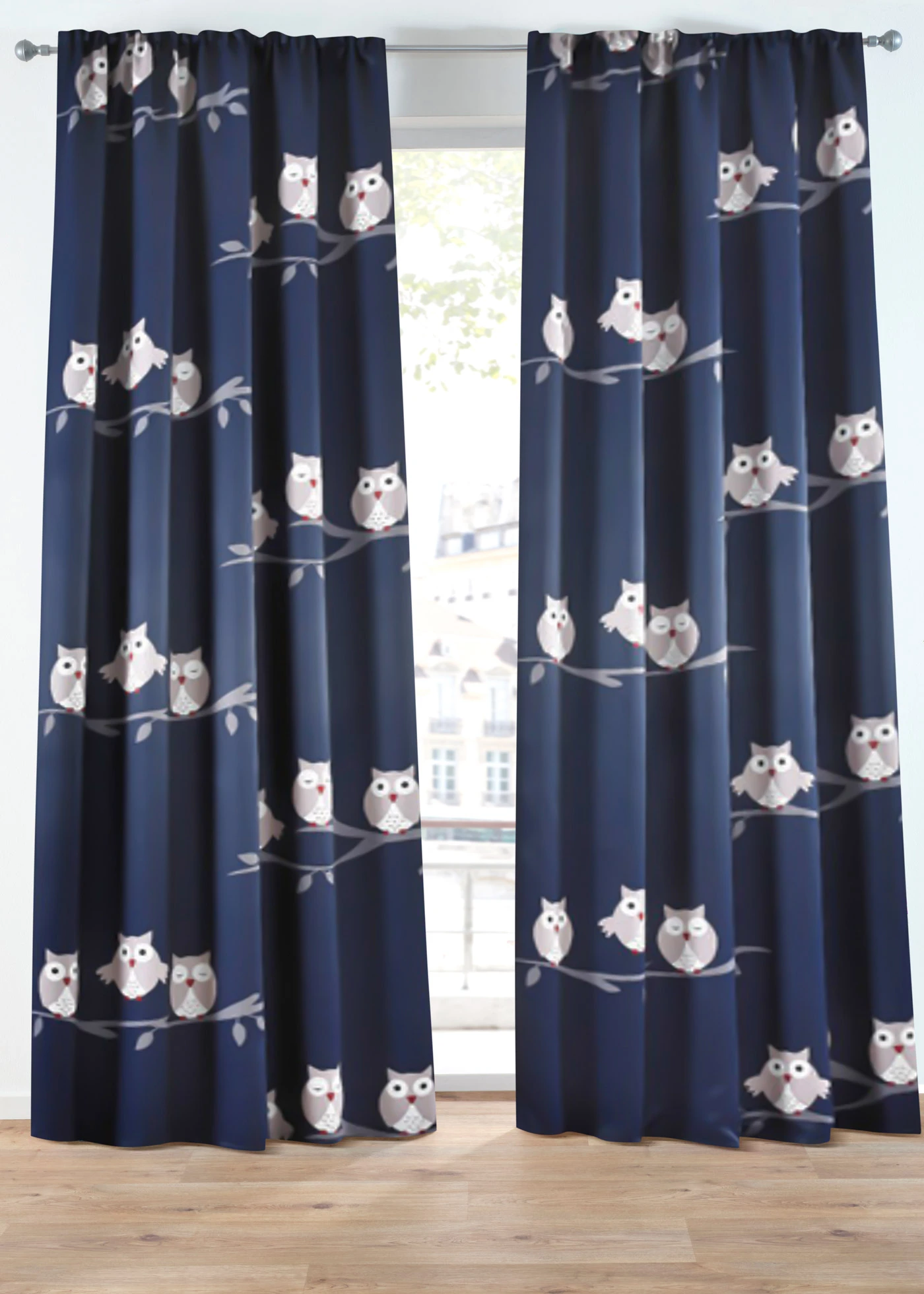 Zatemňovací závěs se sovami (1 ks v balení) • modrá • bonprix obchod