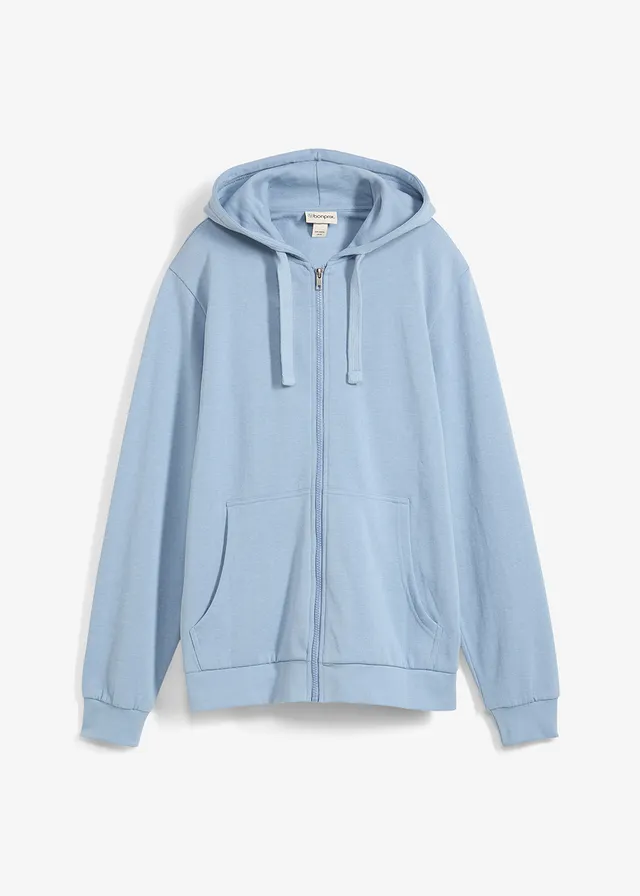 Sweat zippé à capuche, regular, Couleur: bleu clair