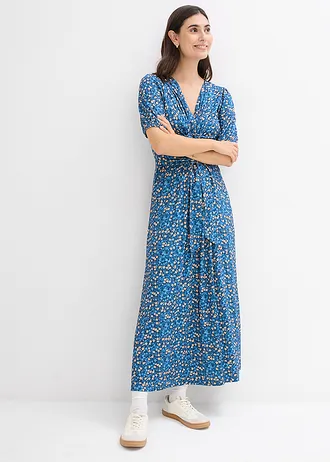 Maxi zwangerschapsjurk/voedingsjurk, Kleur: lichtindigo gebloemd