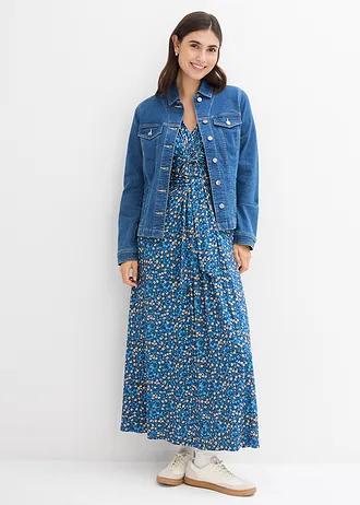 Maxi zwangerschapsjurk/voedingsjurk, Kleur: lichtindigo gebloemd