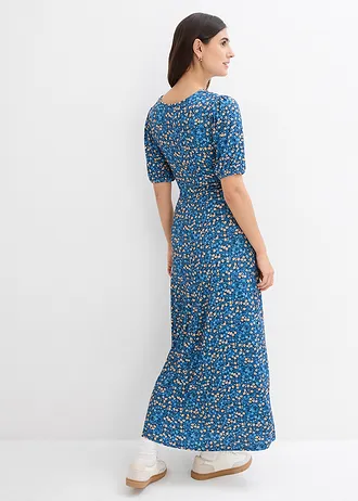 Maxi zwangerschapsjurk/voedingsjurk, Kleur: lichtindigo gebloemd