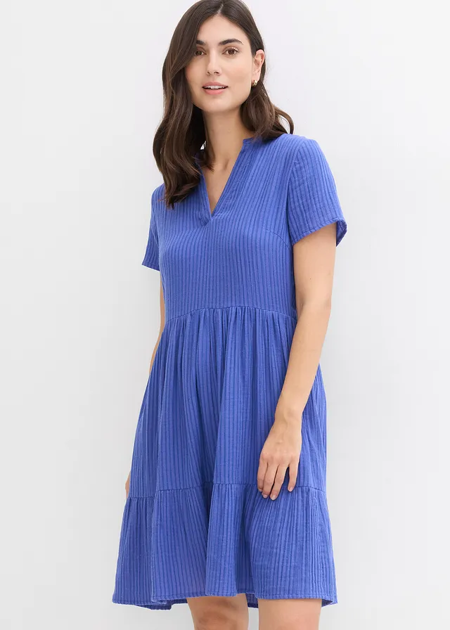Robe rayée en gaze de coton, Couleur: bleu violet/bleu gentiane rayé