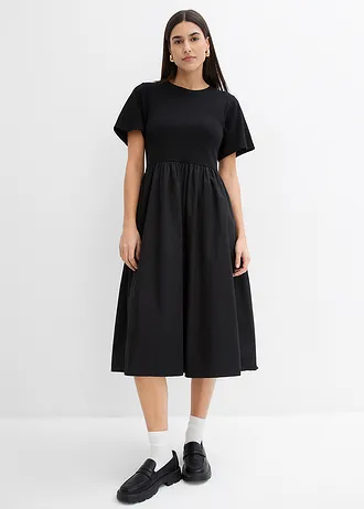 Midi-jurk van puur katoen • zwart • bonprix online shop