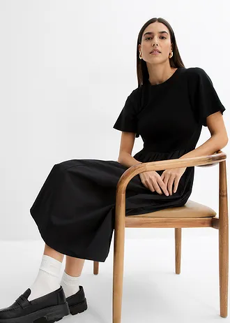 Midi-jurk van puur katoen • zwart • bonprix online shop