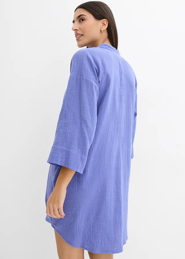 Robe blouse en gaze de coton, Couleur: bleu violet