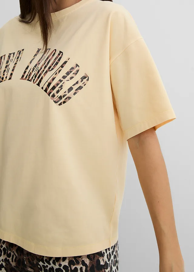Oversized shirt in een zachte katoenmix • lichtgeel met print • product-page.page-title-suffix
