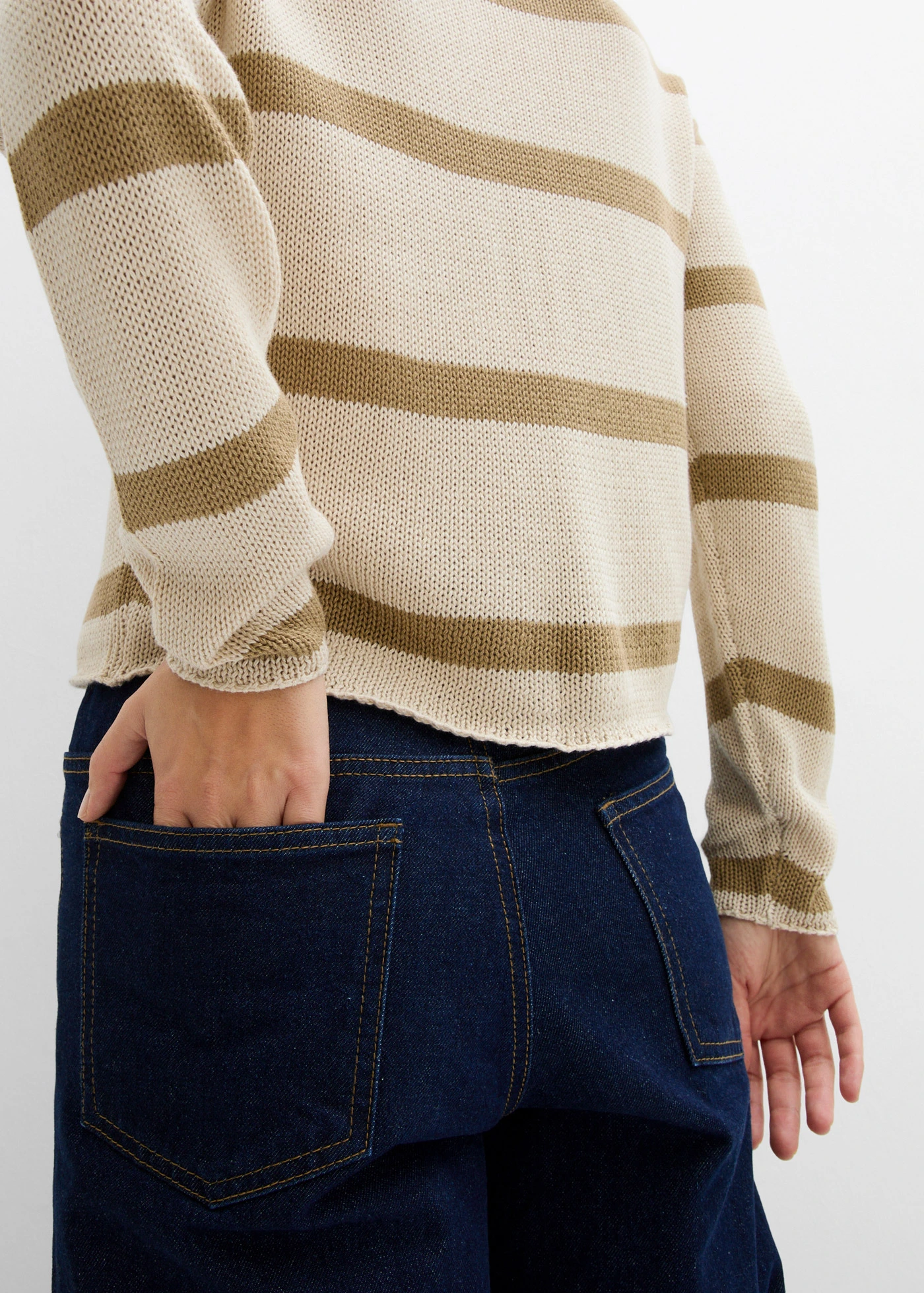 Oversized trui • lichtsand-kakibruin gestreept • bonprix online shop