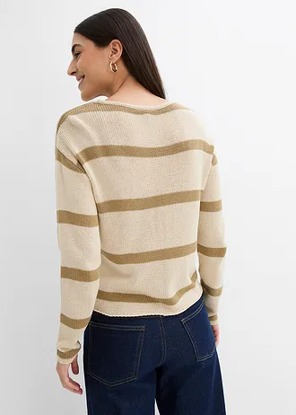 Oversized trui • lichtsand-kakibruin gestreept • bonprix online shop