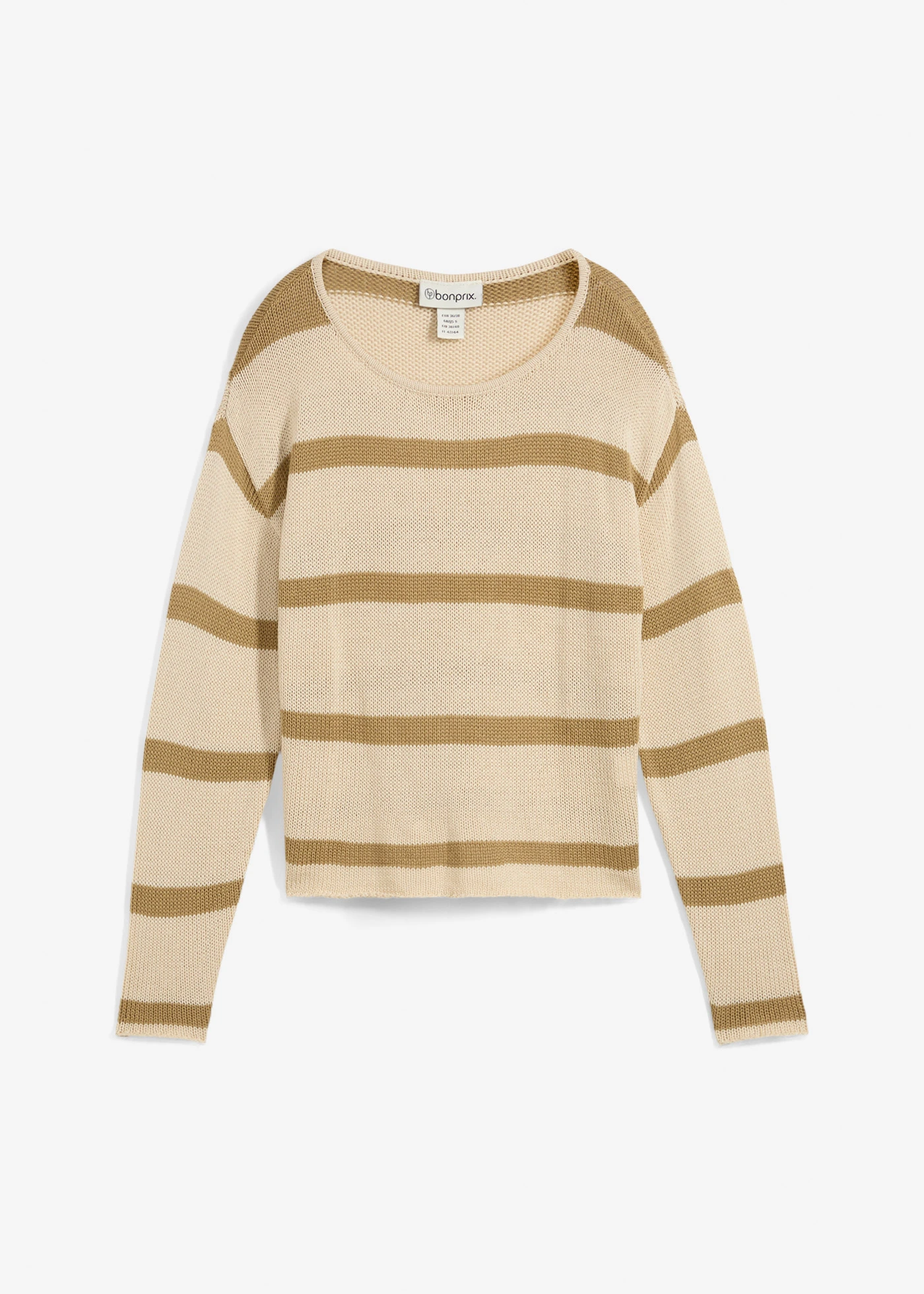 Oversized trui • lichtsand-kakibruin gestreept • bonprix online shop