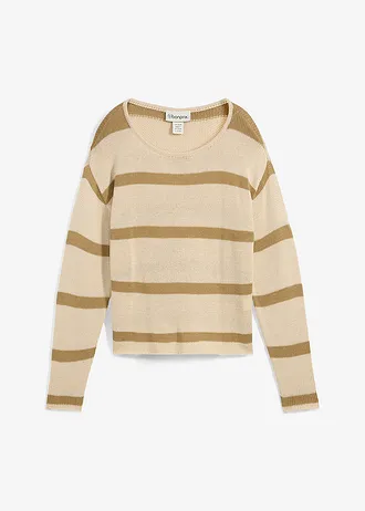 Oversized trui • lichtsand-kakibruin gestreept • bonprix online shop