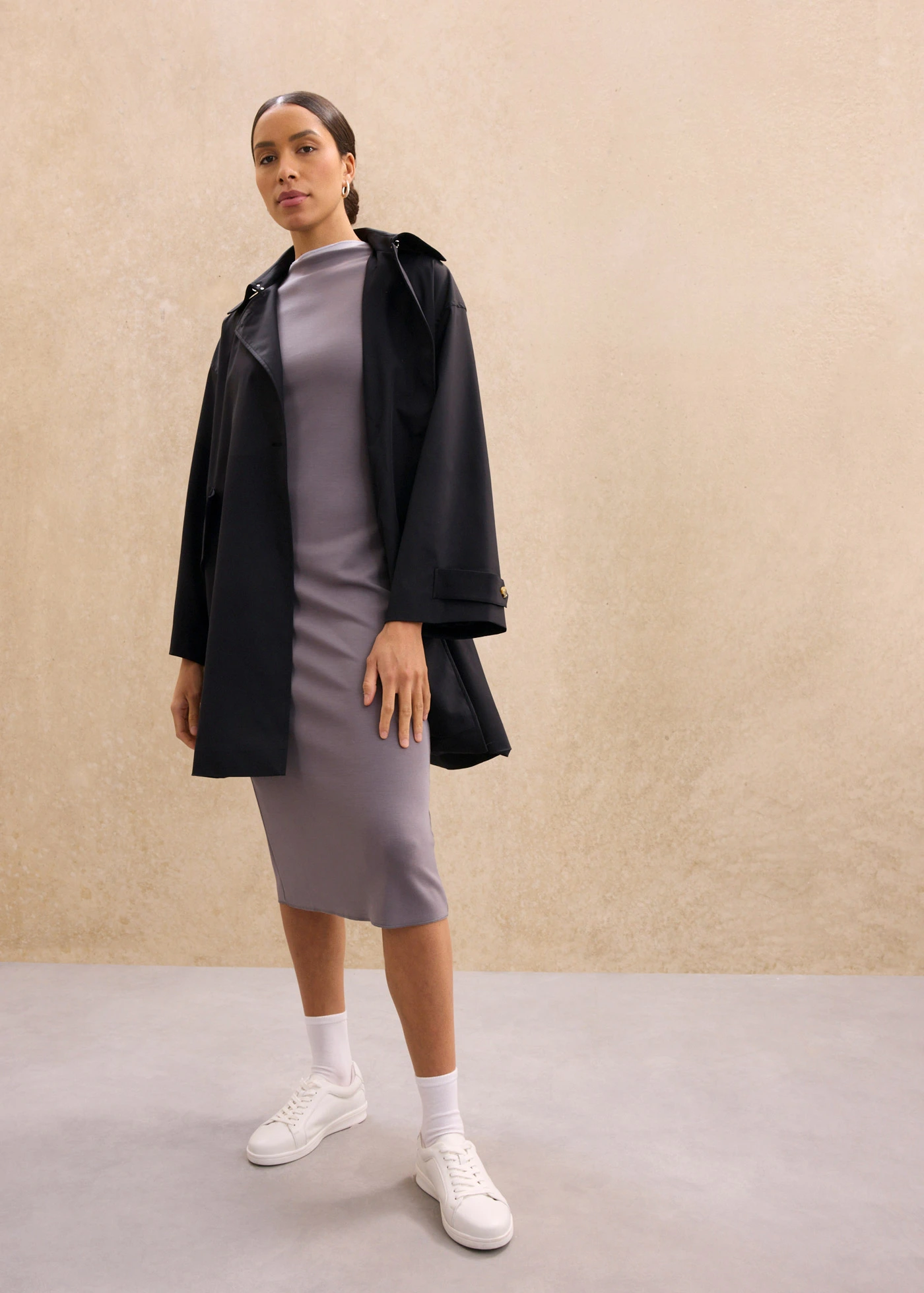 Trenchcoat in A-lijn • zwart • bonprix online shop