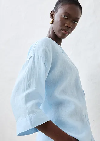 Bluză oversize din in 100% • bleu-gheață • magazin bonprix