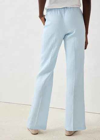 Pantalon taille élastiquée 100% lin • bleu glacier • Boutique bonprix