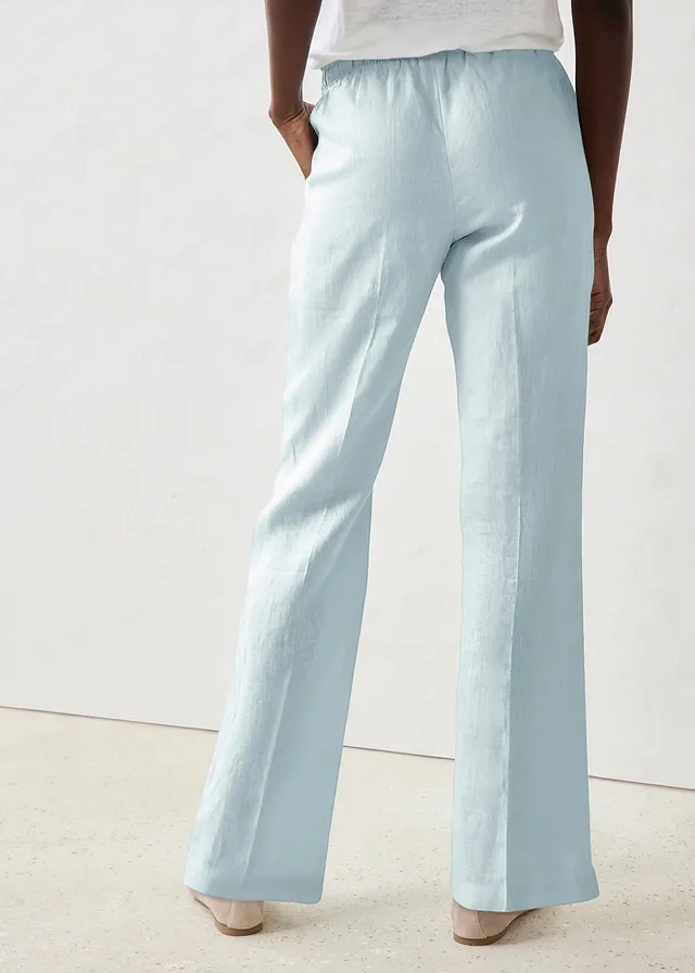 Pantalon taille élastiquée 100% lin • bleu givré • product-page.page-title-suffix