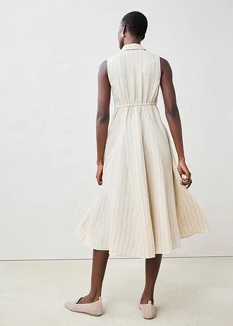 Košilové šaty z čistého lnu • světle písková s proužky • bonprix obchod