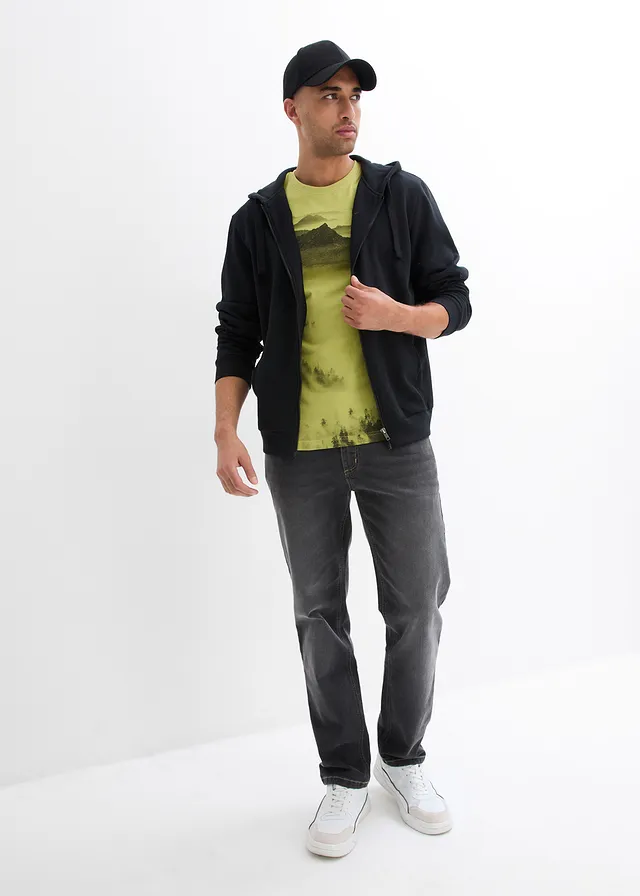 Tricou din bumbac organic 100% • galben-verde cu imprimeu • magazin bonprix