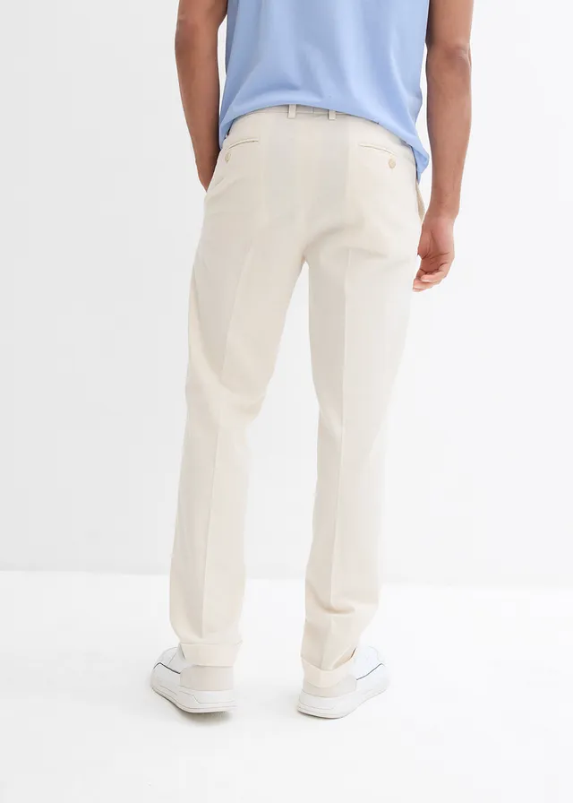 Linnen broek, regular fit, Kleur: naturel