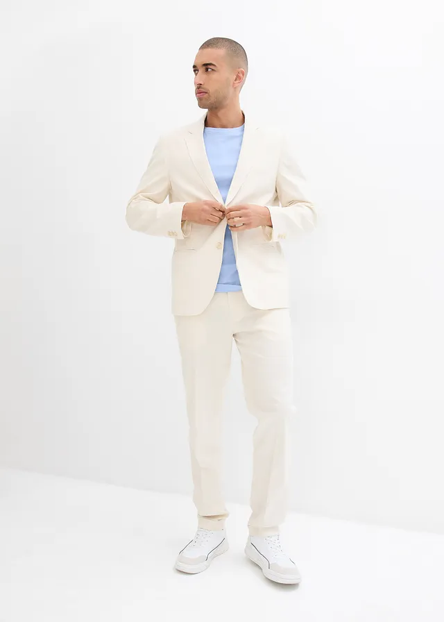 Linnen broek, regular fit, Kleur: naturel