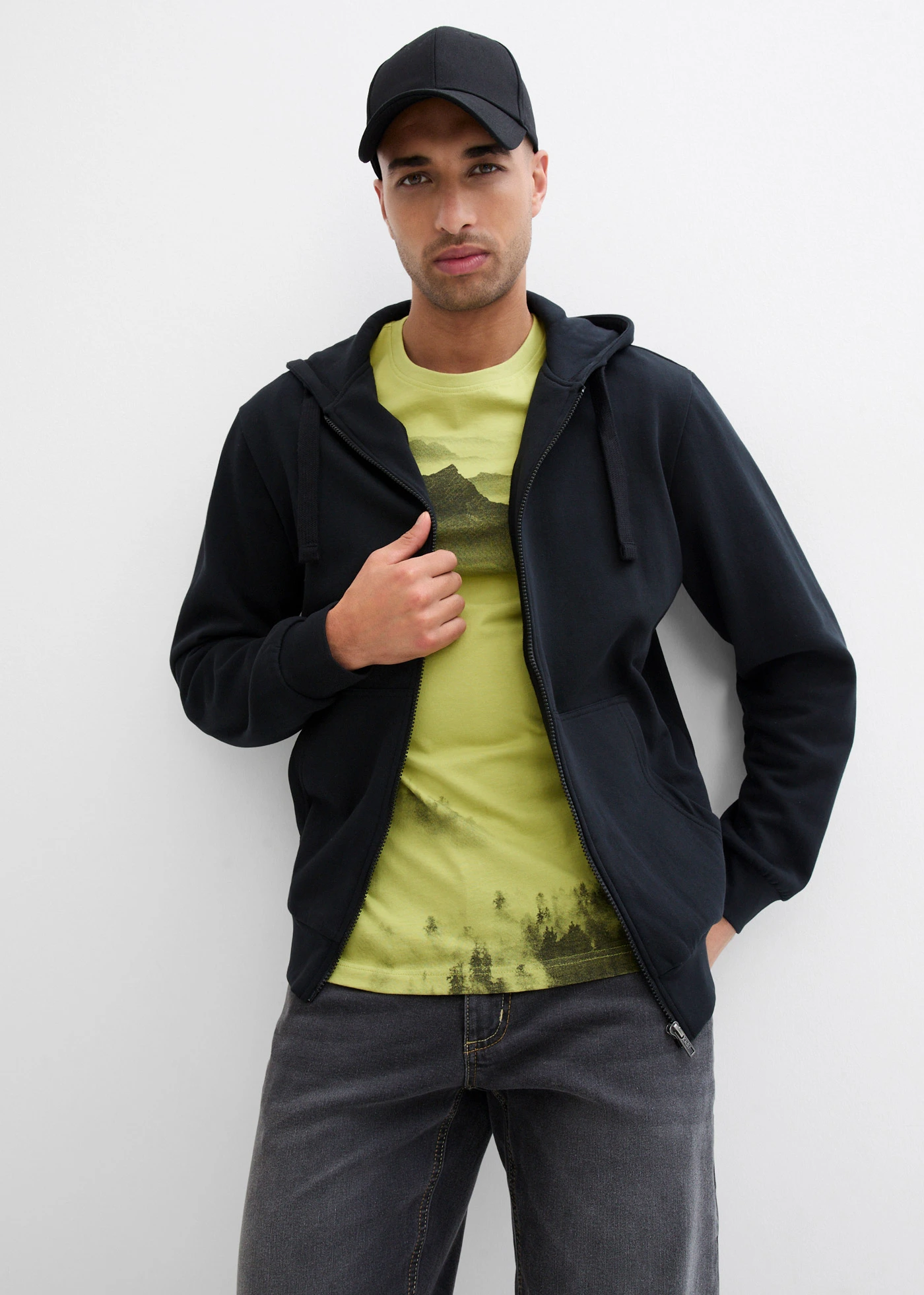 Tricou din bumbac organic 100% • galben-verde cu imprimeu • magazin bonprix