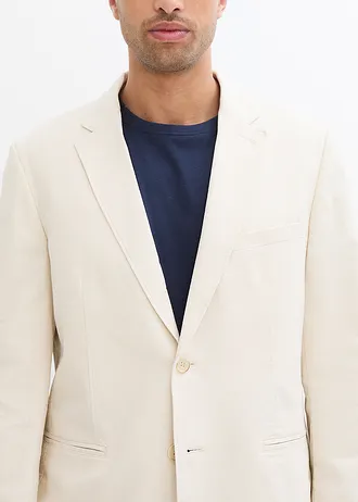Żakiet modułowy z lnem, regular fit • kremowy • sklep bonprix
