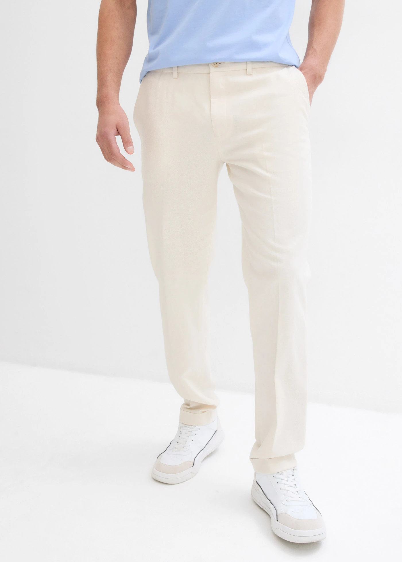 Pantaloni de costum din amestec vaporos cu in, Regular Fit • bej natur • magazin bonprix