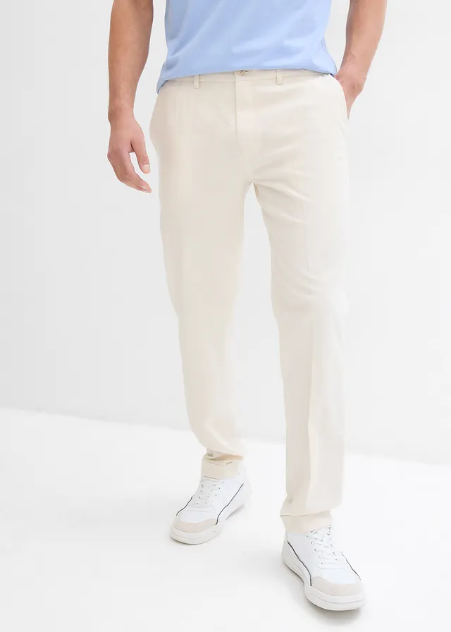 Linnen broek, regular fit, Kleur: naturel