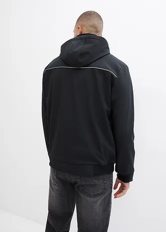 Geacă impermeabilă din softshell cu croială de bluzon, cu glugă • negru-albastru arctic • magazin bonprix