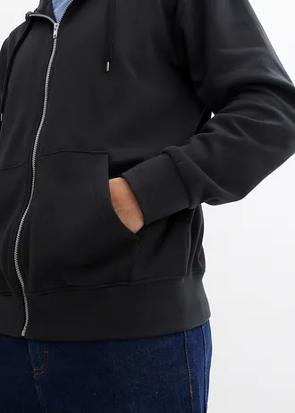 Jachetă casual cu glugă din bumbac organic 100% , Loose Fit • negru • magazin bonprix