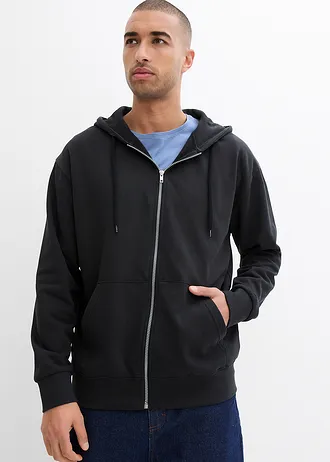 Mikinová bunda s kapucňou, Loose Fit • čierna • obchod bonprix