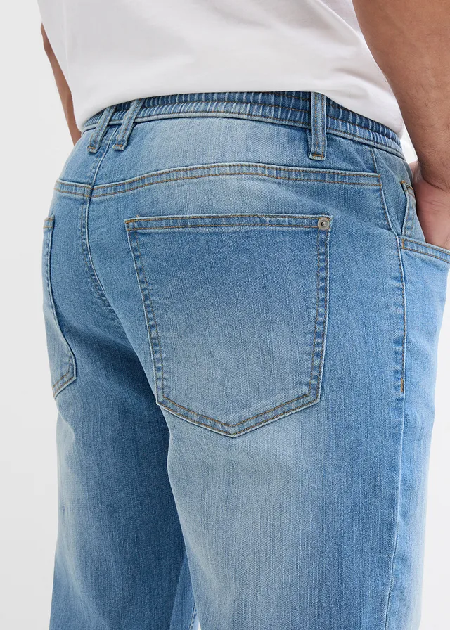 Lichte regular fit stretch jeans met elastische tailleband, straight (set van 2) • middelblauw denim+grey denim • product-page.page-title-suffix