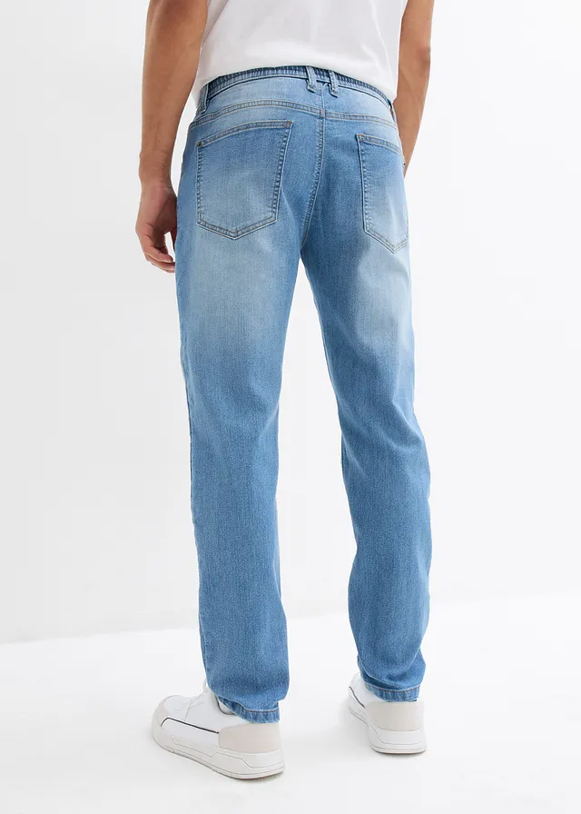 Lichte regular fit stretch jeans met elastische tailleband, straight (set van 2) • middelblauw denim+grey denim • product-page.page-title-suffix