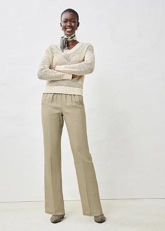 Kalhoty bez zapínání, z čistého lnu, barva: 