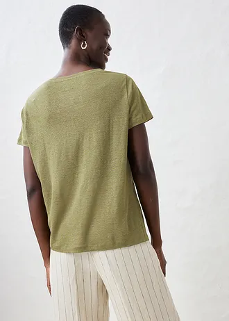 T-shirt van puur linnen • olijfgroen • bonprix online shop