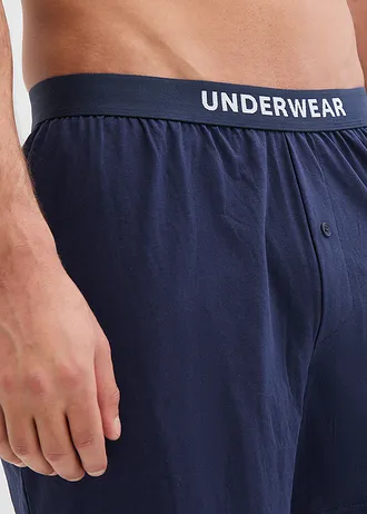 Bokserki z dłuższymi nogawkami (3 pary) • ciemnoniebieski + biały wzorzysty • bonprix obchod