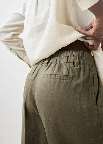 Pantalon à pinces 100% lin • olive foncé • Boutique bonprix