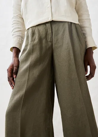 Pantalon à pinces 100% lin • olive foncé • Boutique bonprix