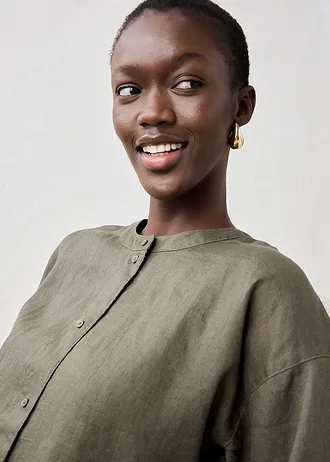 Chemisier oversize 100% lin • olive foncé • Boutique bonprix