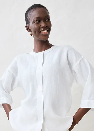 Bluză oversize din in 100% • alb • magazin bonprix