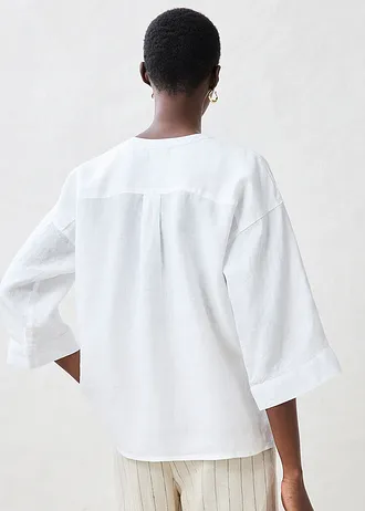 Chemisier oversize 100% lin, Couleur: blanc