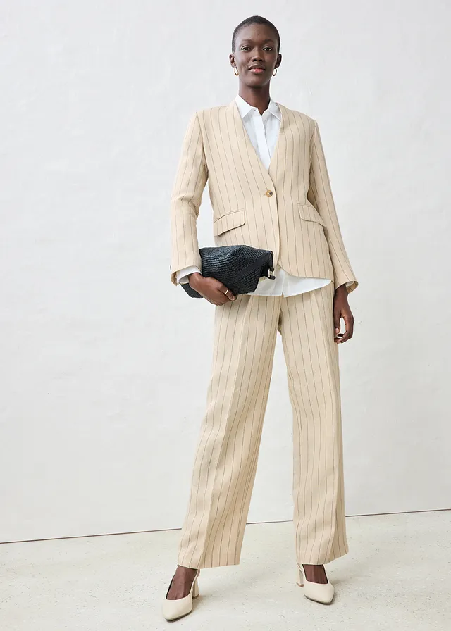 Blejzrový kabátek bez límce, z čistého lnu null