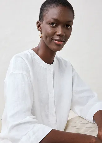 Bluză oversize din in 100% • alb • magazin bonprix