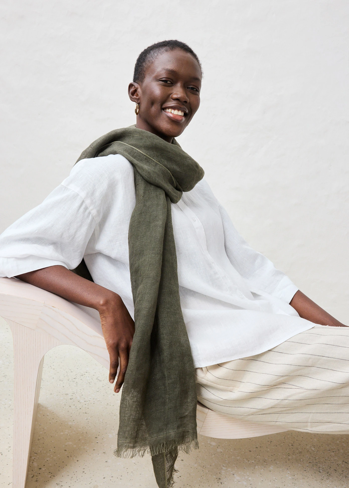 Bluză oversize din in 100% • alb • magazin bonprix