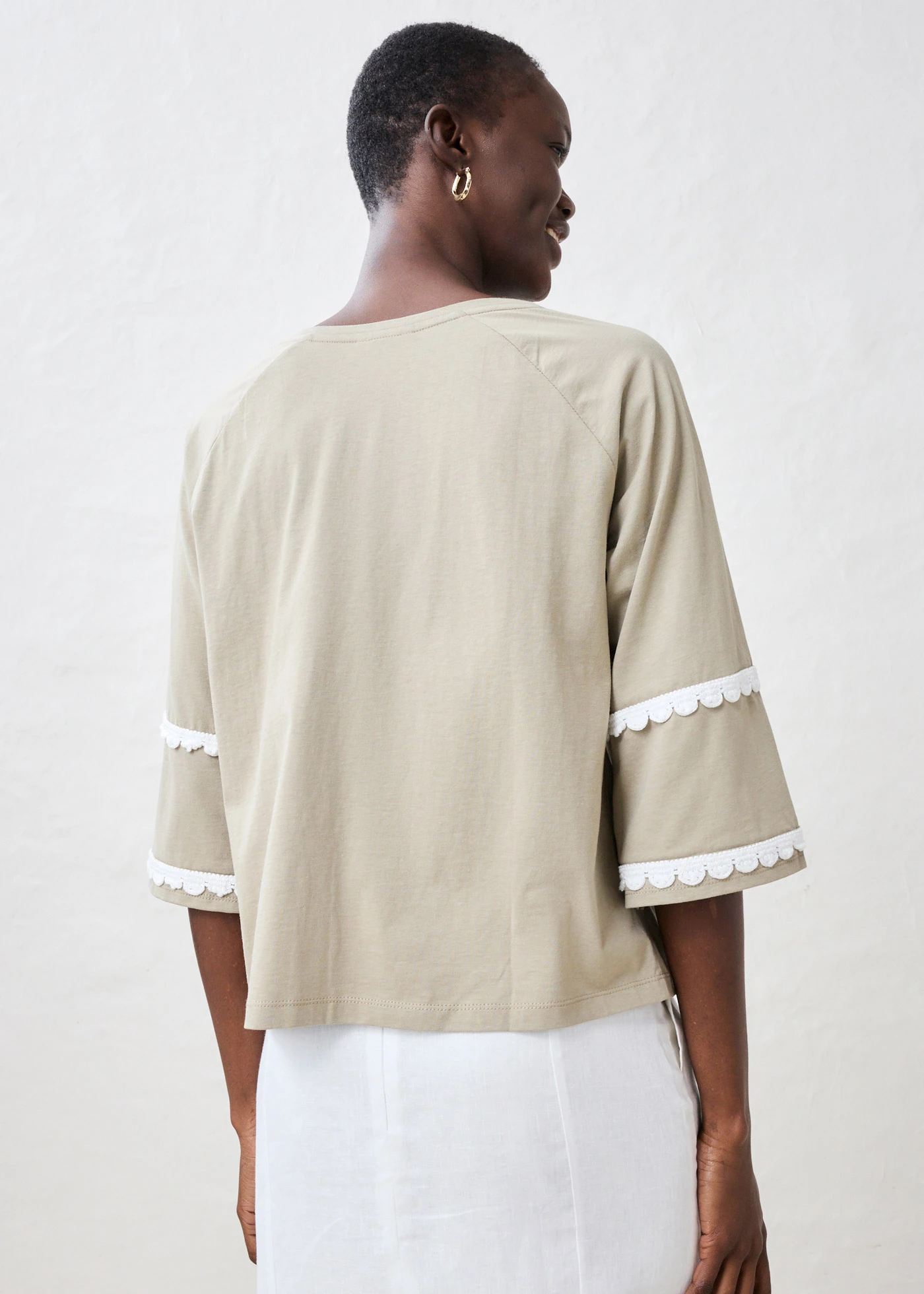 T-shirt met zijde • new kaki-wolwit • bonprix online shop