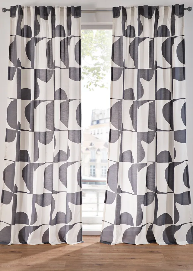 Záclona s grafickou potlačou z recyklovaného polyesteru (1 ks v balení)