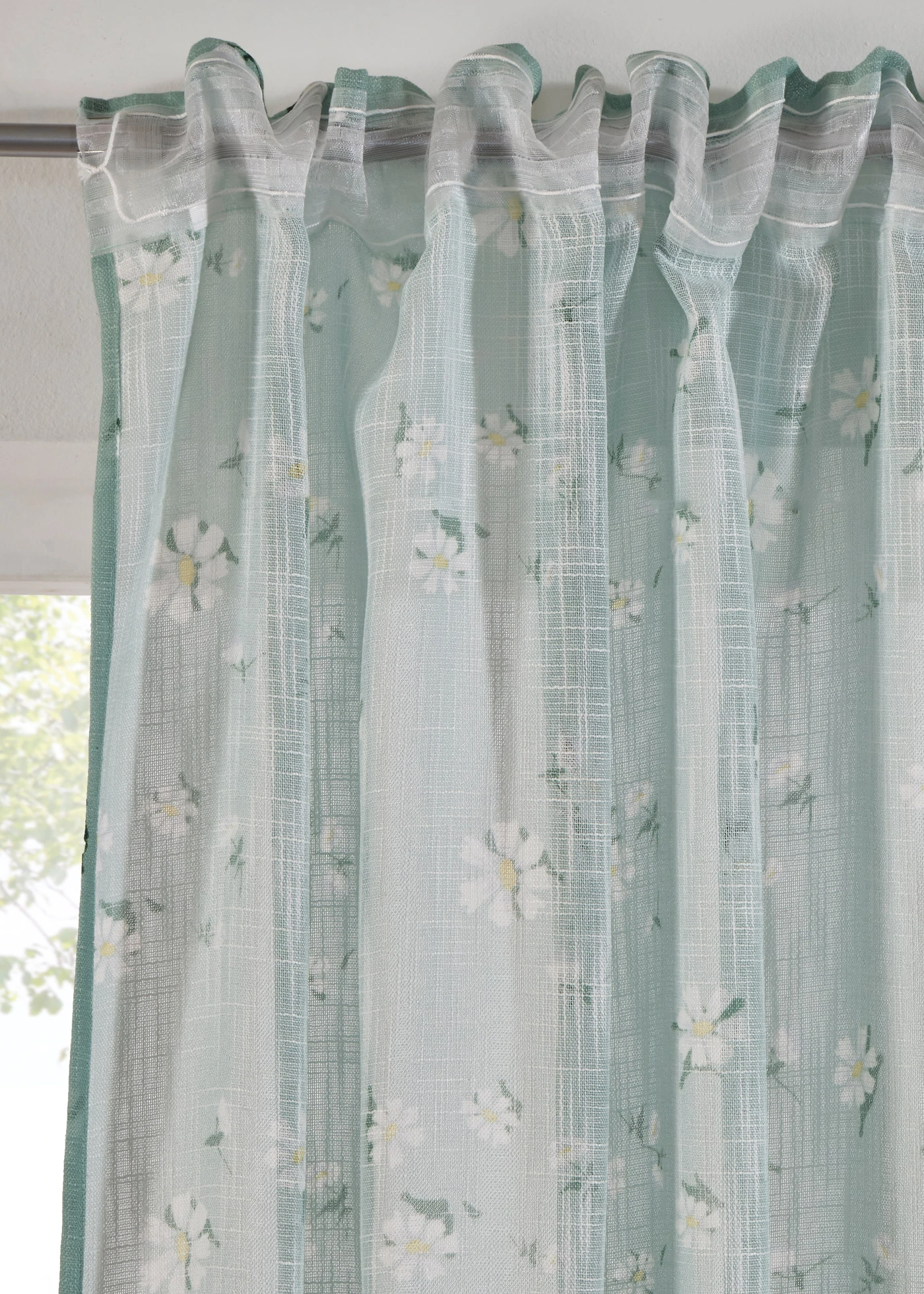 Draperie din poliester reciclat cu imprimeu floral (1 buc.) • verde-tei-alb • magazin bonprix