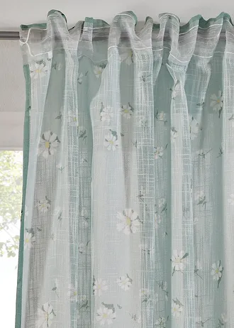 Draperie din poliester reciclat cu imprimeu floral (1 buc.) • verde-tei-alb • magazin bonprix